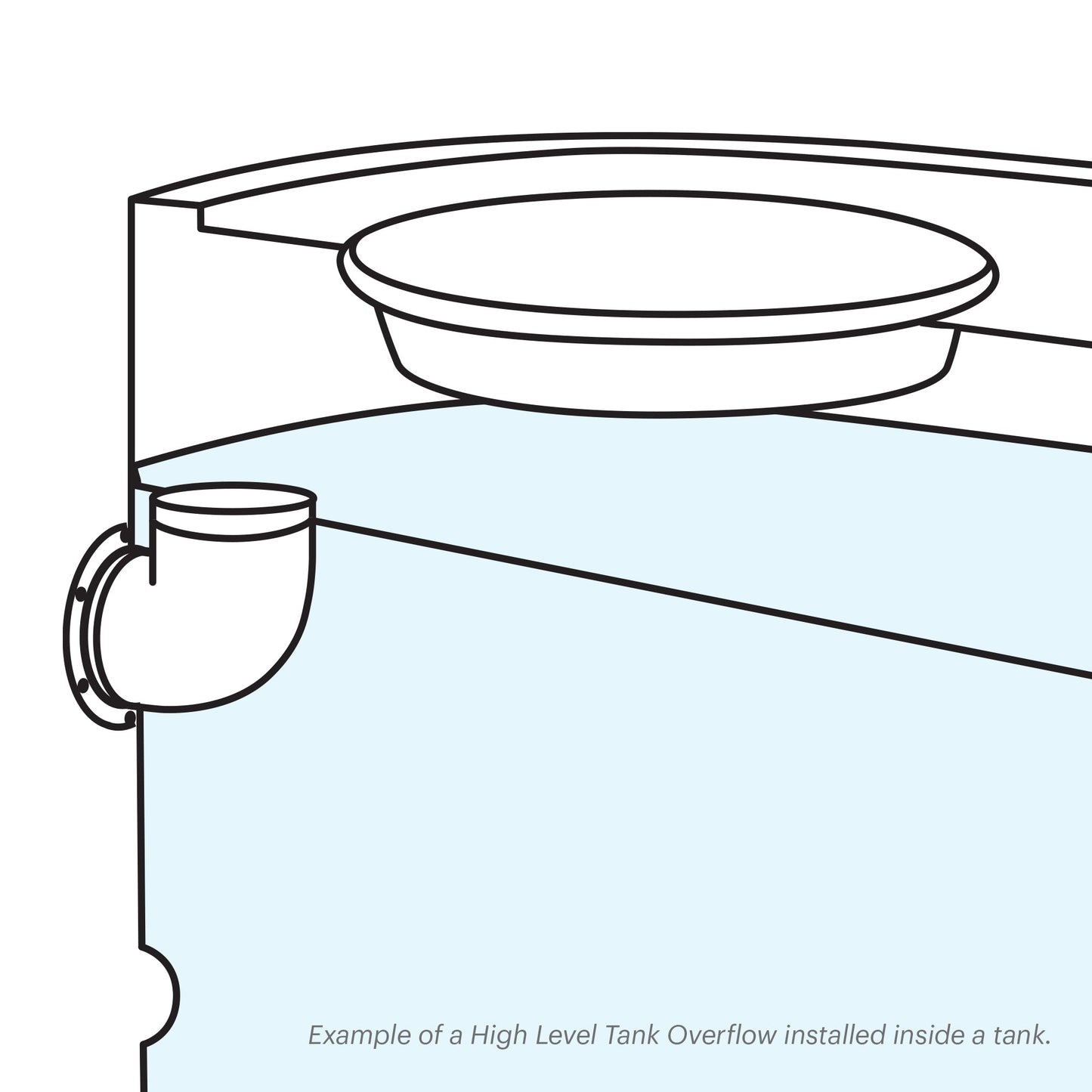 Flanged Tank Overflow - Volume Increasing - High 90mm